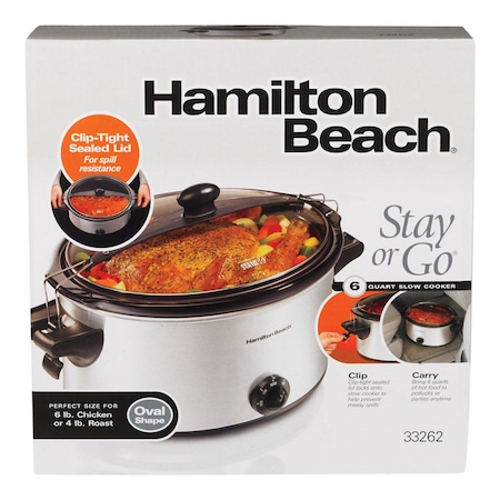 Hamilton Beach Hamilton Beach 6 qt Silver Stainless Steel Slow Cooker 33262